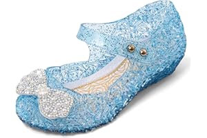MK MATT KEELY Girls Dress Up Shoes Kids Cinderella Elsa Princess Flats with Bow Toddlers Mary Jane Jelly Shoes for Party Halloween Cosplay