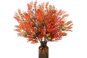 LXYANW 2 Pièces Plante Artificielle Feuilles d'automne Décoration, Feuilles d'eucalyptus Artificielles, Automne Branches d'eucalyptus Artificielles pour Balcon Jardin Halloween Thanksgiving Déco