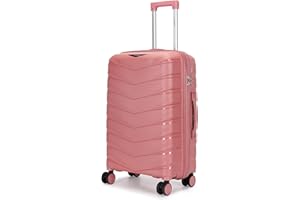 FLYMAX 24" Medium Suitcase 4 Wheel Lightweight Luggage Hard Shell PP Travel Case Hold Check in Fits 15kg - 20kg Medium Size + 3 Digit Lock + Telescopic Handle 67 Litre Capacity