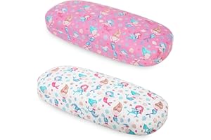 Beipegin Brillenetui 2-Pack, Einhorn Meerjungfrau Brillenetui Hardcase für Mädchen mit Brillenputztuch