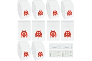 DLAIMI 10 PCS Vacuum Cleaner Bag compatible with Miele FJM,3D Efficiency FJM Compact C1/C2,S241,S290,S300i,S500,S700,S4,S6 Series,Hoover Bags with Motor Protection Filters and AirClean Filter