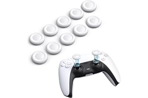 NEWDERY 10PCS Thumb Grip Joystick Caps for PS5/PS4 Controller, Non-Slip Laser Textured Grip Design, Wear-resistant Analog Stick Replacement Caps for PS5/PS4 Controller, White