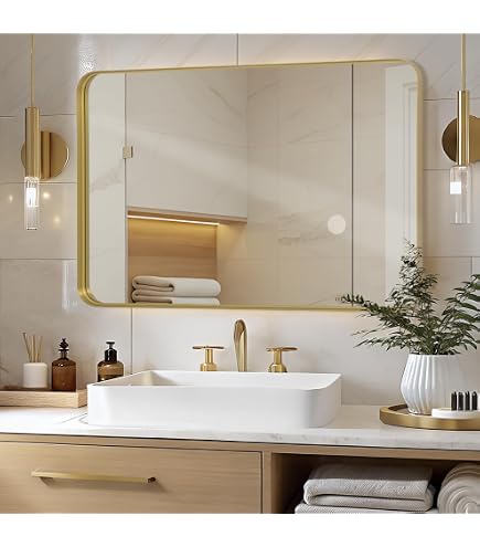 Miroir Mural PrimeLuxe 40x70 Cm - Cadre Bois Wengé, Fabriqué En Allemagne, Pour Salle De Bain Et Couloir