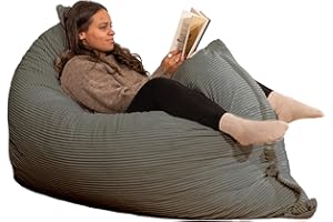 bananair - Giant Bean Bag Sofa for Adults & Kids - Comfortable Foam Filling - Ultra Soft Corduroy Fabric - Removable & Machine Washable Cover - XXL Fluffy Bean Bag Chair (180x140 cm, Dark Grey)