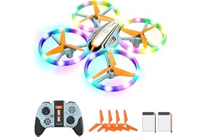 LEAPRCSTORE i9 Drone para Niños, Regalos Juguetes para Niños y Principiantes, Mini Drone con Luces de Colores, RC Quadcopter con Modo sin Cabeza, Retención de Altitud, Volteos 3D y 2 Baterías