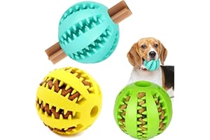 GUIDRE Lot de 3 distributeurs de friandises interactifs pour chien,Baseball menthe Denta Fun,caoutchouc naturel,ø 6 cm,pour chiots et petits chiens,l'ennui, le nettoyage des dents,l'entraînement au QI