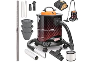 Verda Aschesauger 20L 1650W Kaminsauger HEPA Filter + Tasche + 3X Sackfilter, 2m Saugschlauch + 4 Rollen Ascheschlucker Kaminholztasche Holztragetasche Set Modellwahl (Aschesauger SN184 + Tasche)