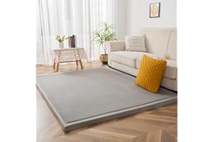 ‎BYBYME BYBYME Crawling Mat Baby Coral Velvet Mat Children's Rug - Extra Thick 3 cm and Soft Play Mat - as a Rug Children's Room Play Mat Baby, Crawling Blanket (Grey, 150 x 150 cm)