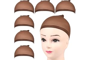 ‎FANDAMEI FANDAMEI 6 Stück Perücke Kappen Set Haarnetz Perücke Nylon Wig Caps Perückennetz Unterziehhaube Dehnbare Elastische Atmungsaktive Perückenkappen Dunkel Braun