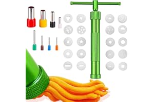 SZXMDKH Wytłaczarka kremowa, wytłaczarka do masy cukrowej ze stali nierdzewnej z 20 wymiennymi dyskami do wyrobu cukrowego ciasta i gliny narzędzie do dekorowania masy cukrowej wytłaczarka