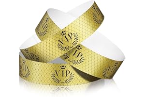 JADIVE 500 Pieces Paper Wristbands VIP Plastic Wristbands Waterproof Party Identification Wristbands Party Bracelets for Events Amusement Parks, Club, Concerts, Fairs, Festivals and Events (Gold)
