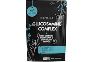 Inspiriko Glucosamine and Chondroitin High Strength Complex - 8-in-1 Joint Care Supplements with MSM, VIT C & More. 60 Capsules Glucosamine Complex for Joint, Muscle & Bone Support.