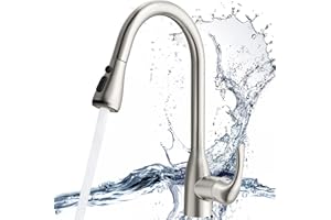 Rainsworth Rubinetto Cucina Con Doccetta Estraibile 40cm, Rubinetto da Cucina a 3 Modalità con Uscita ad Alto Arco, 360 °Girevole Rubinetto Lavello Cucina, Nichel Spazzolato