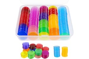 GZcaiyun 200 STK Bingo Chips, 18 mm Plastik Spielchips Transparent für Bingo Spielkarten Mathe Üben Anzahl der Spielchips, mit Aufbewahrungsbox(Zufällige Farbe)