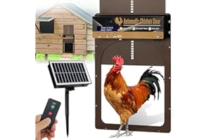 LOTTSALL Automatisch Hühnerklappe Solar, 2023 New Aluminum Hühnerklappe Türöffner mit Lichtsensor, Fernbedienung, LED Display, Timer, Verzögerungsoption, Elektrische Hühnerklappe IP44 wasserdicht