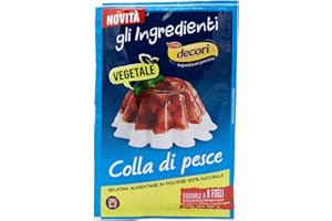 DECORÌ INGREDIENTI PREZIOSI PER DOLCI E SALATI Decorì Colla di pesce 100% vegetale in polvere, ideale per coprire e addensare dolci e salati Confezione da 16 g