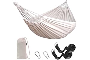 Anyoo Hamac d'extérieur de Camping, en Plein air Portable en Toile, Léger avec Sangles respectueuses des Arbres, Sac de Transport, Parfait pour Le Jardin, Balcon, Patio, la Plage, Randonnée