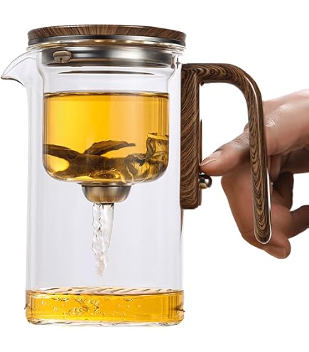 Théière ZENS 800 Ml Avec Infuseur Magnétique – Verre Borosilicaté, Couvercle Bois Noyer, Sans Dégâts
