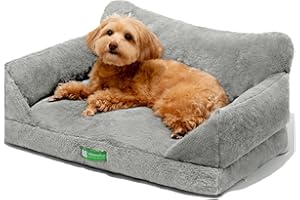 MEWOOFUN Katzen Sofa Katzenbett für Wohnungskatzen, Niedlich Kätzchen Bett Haustiersofa mit abnehmbarem, waschbarem Bezug und Rutschfester Unterseite für kleine Hunde (Grau, M)