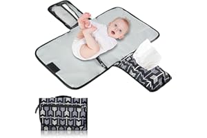 XQMMGO Cambiador Portátil y Compacto para Viajes, Bolso Extraíble, para Cambio de Pañales de Bebés en Viajes (Blanco y Negro)