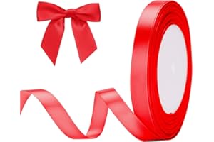 G2PLUS Red Stain Ribbons, 10mm Gift Wrap Ribbon, 22M Ribbons for Gift Wrapping, Christmas Day Decorative Ribbon, Thick Fabric Ribbon, Gift Wrapping Ribbon for Crafting, Wedding Party Decoration