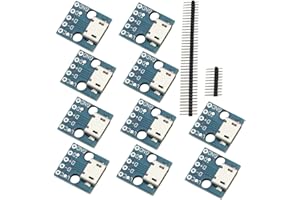 Heevhas 10 pezzi da Micro USB a DIP Scheda adattatore 5 Pin 2.54mm Modulo convertitore breakout 5V per breadboard di alimentazione USB fai-da-te