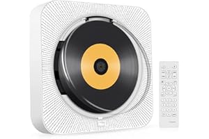 AIRYMIUM Lettore CD portatile con Bluetooth USB - Altoparlanti HiFi montabili a parete con telecomando Lettore CD multifunzione con copertura antipolvere - Home Audio Radio FM - Lettore musicale MP3