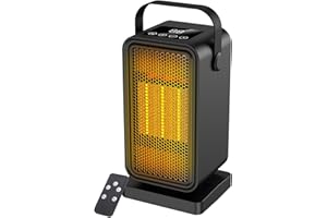 XYVOLVE Space Heater with PTC Ceramic, 1200W Portable Electric Heater with Smart Remote, Thermostat, 3S Fast Heat, 2 Modes, 12H Timer, Overheat Protection, Fan Heater with LCD Display for Office Desk Bedroom