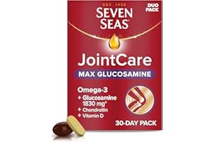 Seven Seas JointCare MAX GLUCOSAMINE With Omega-3, Glucosamine, Chondroitin, Vitamins C and D, Manganese and Zinc, Food Supplements, 30-Day Pack