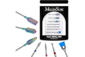 ‎MELODYSUSIE MelodySusie Nagelfräser Bits Set, 7Stk Wolframkarbid Diamant Bits für Acrylnägel Poly Gel Nagelhaut entfernen, 3/32'' Professionelle Nagelbits für Nagelfräser Efeil (mehrfarbig)