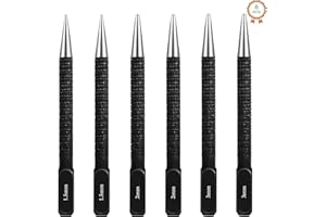 HEILOK 6 pezzi punzone centrale, kit punzone centrale con 1,5 mm / 2 mm / 3 mm, marcatore utensile per posizionamento foratura (nero)