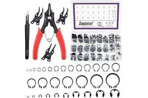 SWPEET Sweet Lot de 312 pinces 4 en 1 avec alliage d'acier M4-M10 millimètre à 15 mm, anneaux de retenue externes et E-clips, kit de pincette pour réparation de clips de broche