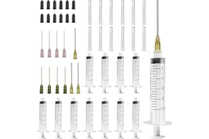 GOTFUN 12 siringhe da 10 ml, siringa con ago con ceppi 14ga 17ga 20ga, siringhe in plastica con tappo, siringa liquida per laboratorio scientifico, misurazione del liquido e erogazione alimentazione degli