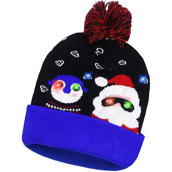 Kerstmuts LED-lampjes verlichten Beanie-muts Gebreide muts Kleurrijke gloeiende kerstmuts Perfecte kerstsokvulling