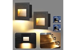 Letlit 2PACK Iluminación de Escalera 3W 300lm, LED Luz de Escalera 230V 3000K, 85x85mm, IP65 Luz de Pared Empotrada Para Escalera de Pared, Enchufes Empotrados 68mm