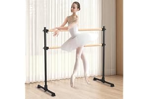 WUDLEP Double Ballet Barre, 1.2m Freestanding Portable Ballet, Freestanding Stretch Bar with Non-slip Feet, Height Adjustable for Adult and Kids