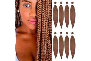 SOKU Cheveux Tressés Pré-étirés 8 Paquets EZ Easy Braid Synthétique Tresses 61 cm Auburn Brown Tressage Extensions Yaki Texture Faisceaux de Cheveux Pre Stretched Jumbo Braid Réglage de l'eau chaude…