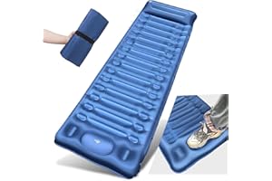 BLUEVER Matelas de Camping, Matelas autogonflant de 14 cm d'épaisseur pour l'extérieur avec Pompe à Pied, Matelas pneumatique imperméable et Durable pour la randonnée et Le Sac à Dos