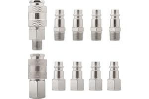 Gunpla 10pcs Air Line Connectors Valve Air Hose Compressors Fittings 1/4" BSP, Couplings Adaptors Airline Pneumatic Fitting Connector Thread Coupler Tools Set