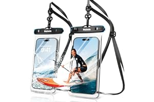 Mojimdo Eccellent 8,00'' Plus Waterproof Phone Pouch, Waterproof Phone Case IPX8/30M Sensitive Touch Underwater Cover, Waterproof Phone Dry Bag Case Compatible with iPhone/Samsung/Xiaomi (BLACK+BLACK)