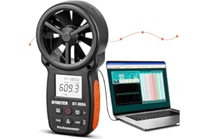 BTMETER BT-866A Pro Handheld HVAC Anemometer for CFFM Airflow, Wind Speed Meter, Measures Wind Speed, Temperature%RH Dew Point with USB Sync to PC