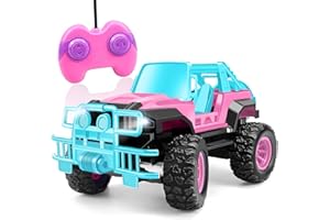 YNANIMERY Girls RC Car, Remote Control Off Road Truck Cars for Girls 3 4 5 6 7 9 Year Gifts - Pink Rc Truck with Led Lights | 1:20 Scale Off Road Vehicle