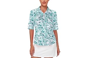 Syphiby Ladies Golf Tops Polo Shirts for Women UK Quick Dry Half Sleeve 1/4 Zip Up Workout Tops Gym Sports Tshirts M-XXL