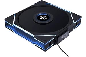 Lian Li UNI FAN TL140 LCD – 140mm ARGB PWM Fan with LCD Display, Black, Wireless Daisy-Chain, Dual-Zone RGB, Fluid Dynamic Bearing, Controller-Free Installation