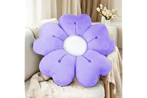 ODIWEN Cuscini di Fiori Fiore, 50cm, Cuscino decorativo a forma fiore carino, Cuscino decorativo per la casa,Cuscino da pavimento fiore (Viola)