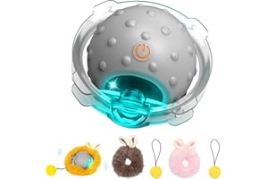 PUHOHUN Jouet Interactif pour Chats, Balle Rotative Intelligente pour Chats D'intérieur, Rechargeable par USB,Stimule L'instinct De Poursuite avec Chants d'oiseaux Et Jeu Activé par Le Toucher