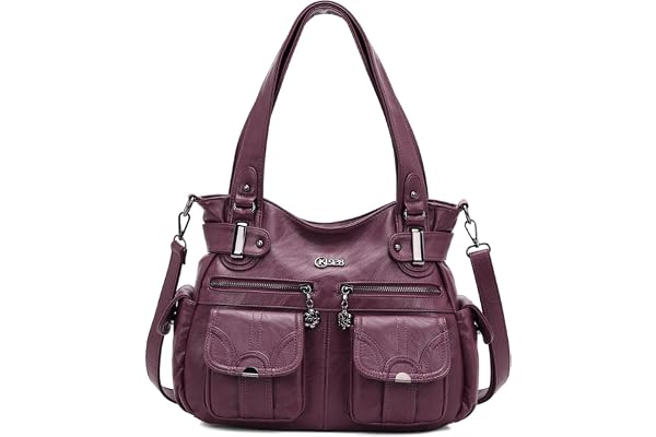 KL928 Sac à Main Pour Femme, Grand Cabas Femmes PU Cuir Sac Bandoulière, Avec Bandoulière et de Nombreux Compartiments, Violet