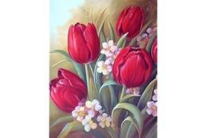 LOMSIOY 5D DIY Diamond Painting Tulipe Lune Kits Broderie Diamant Painting Fleur Adulte Complet Peinture Strass Point de Croix Craft pour Maison Décoration Murale 30x40 cm