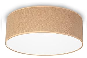 youngDECO® Plafonnier BOHO 2xE27, petit abat-jour Ø28cm en tissu (jute), style rétro, rattan, plafonnier pour chambre d'enfant, salon, chambre à coucher et bureau, fabriqué dans l'Union européenne