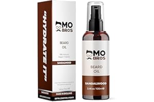 MO BRO'S Beard Oil | Sandalwood | Large 100ml | Softens, Hydrate & Conditions Facial Hair | Promotes Growth, Reduces Dryness & Itching | Natural Premium Ingredients Argan, Jojoba, Sweet Almond & Grapeseed Oil